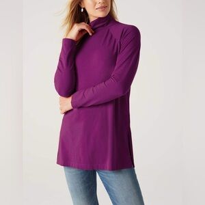 J.Jill NEW Luxe Supima® Everyday Turtleneck Tunic, Sugar Beet, NWT(S Tall)